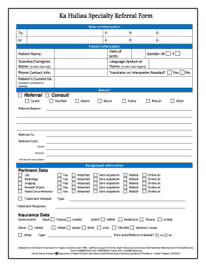 Ka Huliau Specialty Referral Form