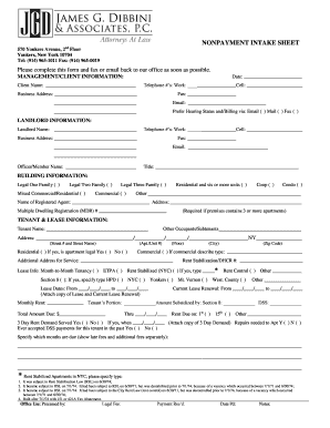 Nonpayment Intake Sheet