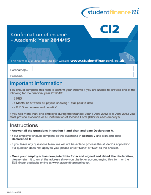 Confirmation of Income Form CI2