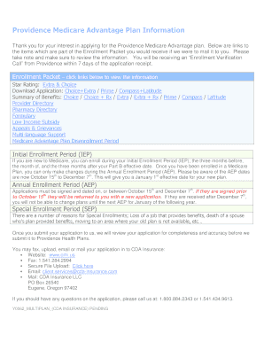 Providence Medicare Advantage Plan Application