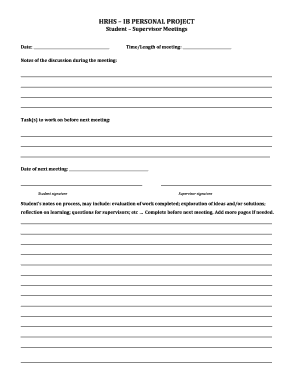 IB Personal Project Student Supervisor Meeting Form