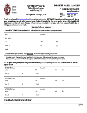 Fillable Online Ifs Training Application Sabbath Friendly Schedule Po Box Fax Email Print Pdffiller