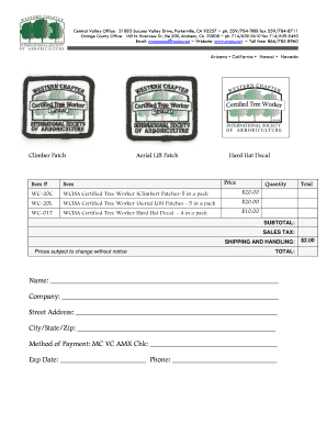 WCISA Certified Tree Worker Order Form