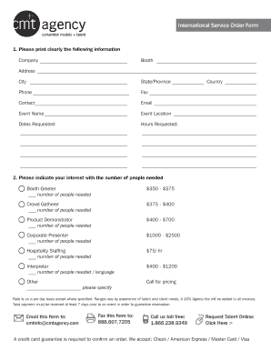 International Service Order Form