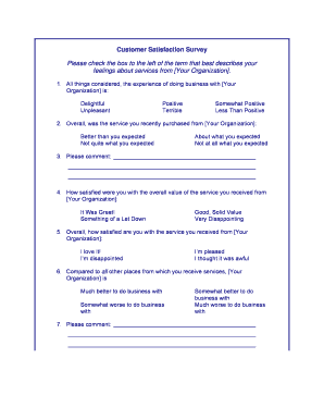Customer Satisfaction Survey Form