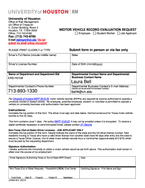 Motor Vehicle Record Evaluation Request