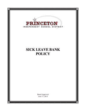 Sick Leave Bank Policy 617 - Princeton ISD Overview