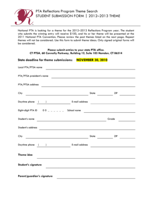 PTA Reflections Program Theme Submission Form