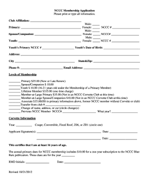 NCCC Membership Application Form