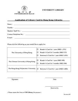 University Library Card Application