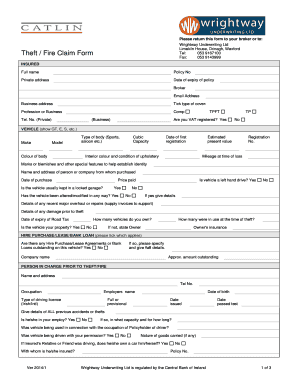 Wrightway Theft Fire Claim Form