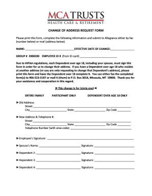 Change of Address Request Form