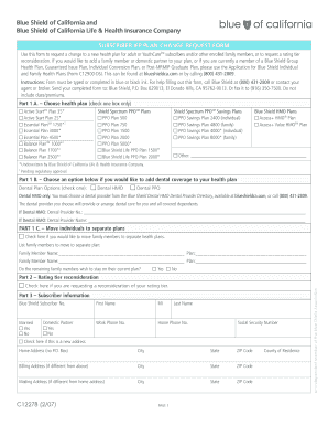 Blue Shield IFP Plan Change Request Form