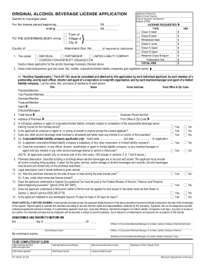Wisconsin Alcohol Beverage License Application