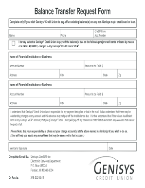 Balance Transfer Request Form