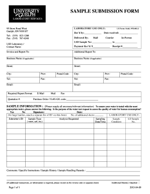 LSD Sample Submission Form