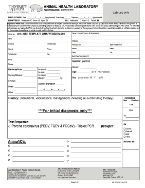 Animal Health Lab Ped Surveillance Submission Form