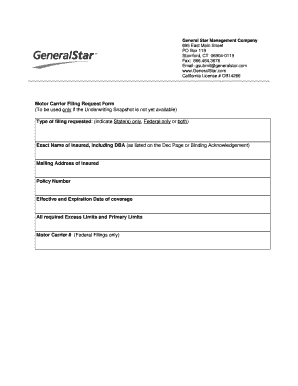 Motor Carrier Filing Request Form