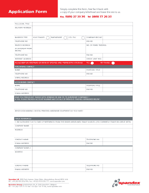 Spandex Credit Account Application Form