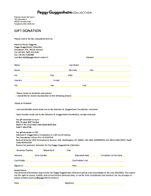 Peggy Guggenheim Collection Gift Donation Form