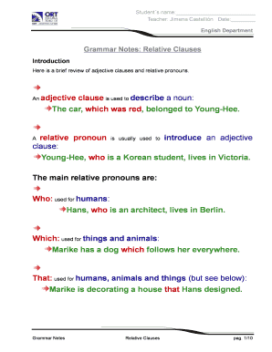 English Grammar Notes on Relative Clauses
