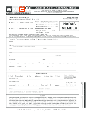 Winter Music Conference Registration Form