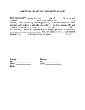 Truck lease termination agreement pdf - AGREEMENT FOR MUTUAL TERMINATION OF LEASE - Adams County Housing