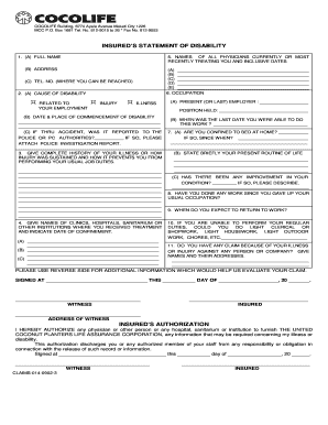 Insured's Statement of Disability
