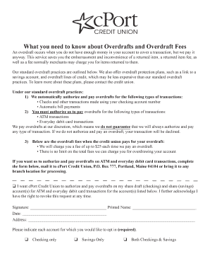 Overdraft Authorization Form
