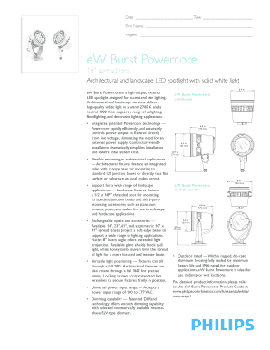 eW Burst Powercore LED Spotlight Specification Sheet