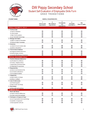 Student Self-Evaluation of Employable Skills Form