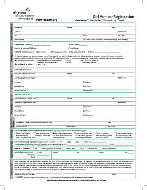 Girl Scout Registration Form
