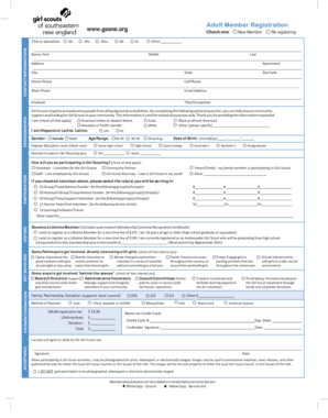 Adult Member Registration Form