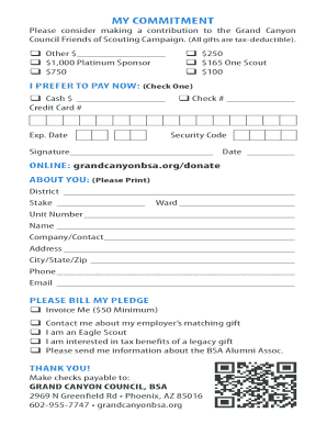 Grand Canyon Council Friends of Scouting Donation Form