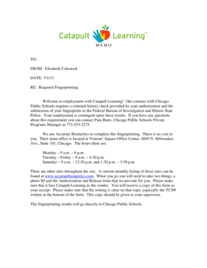 Chicago Public Schools Fingerprinting Authorization Form