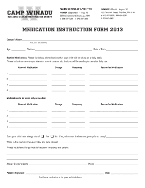 Medication Instruction Form