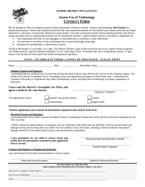 School District Technology Access Consent Form
