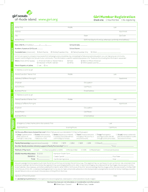 Girl Member Registration Form