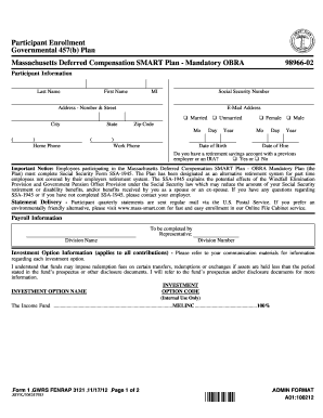Massachusetts Deferred Compensation SMART Plan Enrollment Form