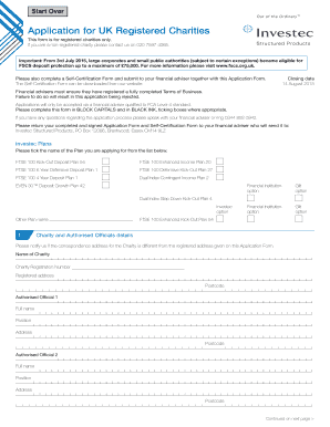 UK Registered Charities Investment Application