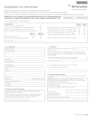 Investec Plan Application Form