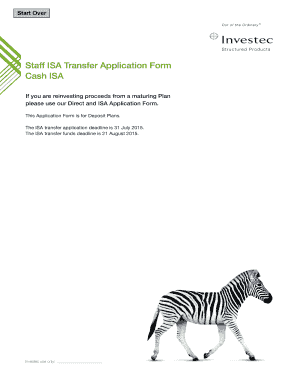 UK Cash ISA Transfer Application Form