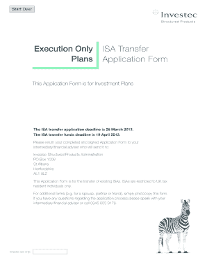 UK ISA Transfer Application Form