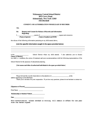 Consent Authorization for Release of Records
