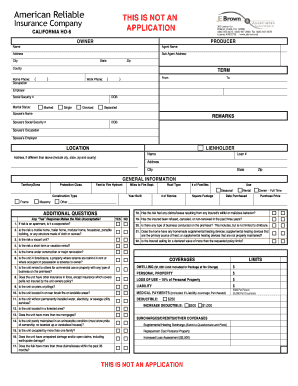 California Homeowners Insurance Application
