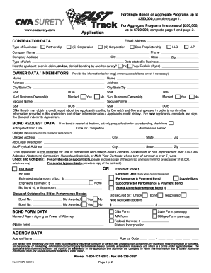 CNA Surety Bond Application