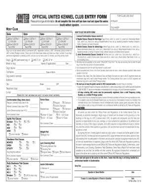 UKC Agility Trials Entry Form