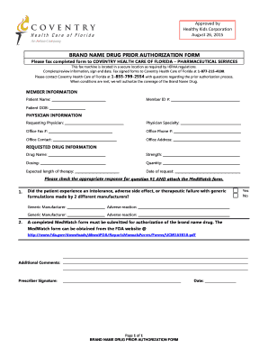 Brand Name Drug Prior Authorization Form