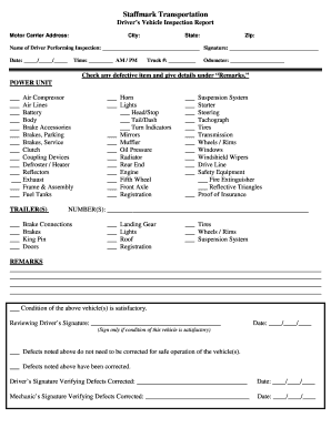 Driver’s Vehicle Inspection Report