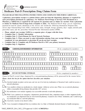 Medicare Part-D Prescription Drug Claims Form